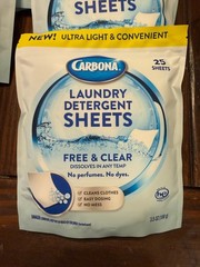 NEW Carbona Free & Clear Laundry Detergent Sheets 25 Pack LOT 8 400 sheets Total