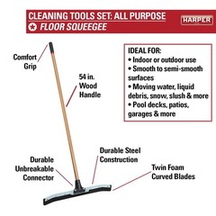 Harper 37518700 All-Purpose Scrubbing Squeegee Brush Set 10 In. Wash Brush