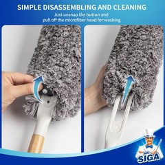 Mr.Siga Lint Microfiber Duster Washable And Reusable Duster Bamboo Handle And