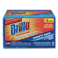 Brillo 21035 Estracell 4.5″ x 2.75″ Scrub Sponge – Blue/Purple/White (8/CT) New