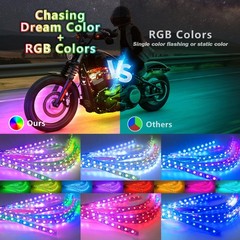 Zonecona 16Pcs Chasing Effect Motorcycle Rgb Led Lights Kit App/Rf Remote Brake