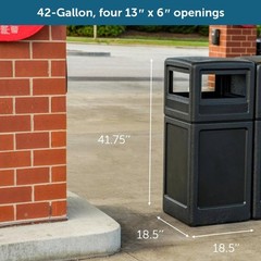 Commercial Zone-73290199 PolyTec 42 Gallon Square Waste Container with Dome L…