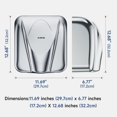 Elephant Power Commercial Hand Dryer High Speed Auto Warm Wind, Polished Stainle