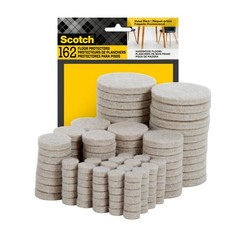 162-Pack Scotch Self-Stick Round Beige Felt Furniture Pads for Hardwood Floors