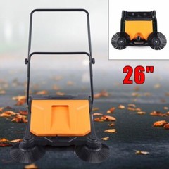 26″ Industrial Floor Twin Sweeper,Dual Side Brooms,Walk-Behind Outdoor & Indoor