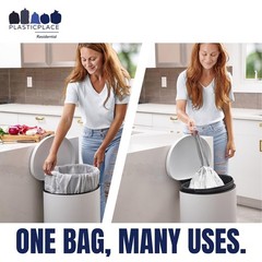 Plasticplace Trash Bags Compatible Simplehuman Code M Packs White Drawstring