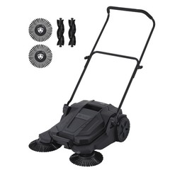 25.6 Inch Manual Push Floor Sweeper Walk-Behind Hand Push Sweeper for Patio