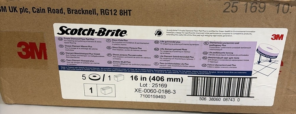 3m Scotch-Brite Purple Diamond 16” Round Floor Pad Plus 08743 – 5-Pack