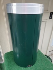 Glaro 23 GALLON Round Steel Recycling Bin, GREEN/GREY. PRE-OWNED $649 RETAIL