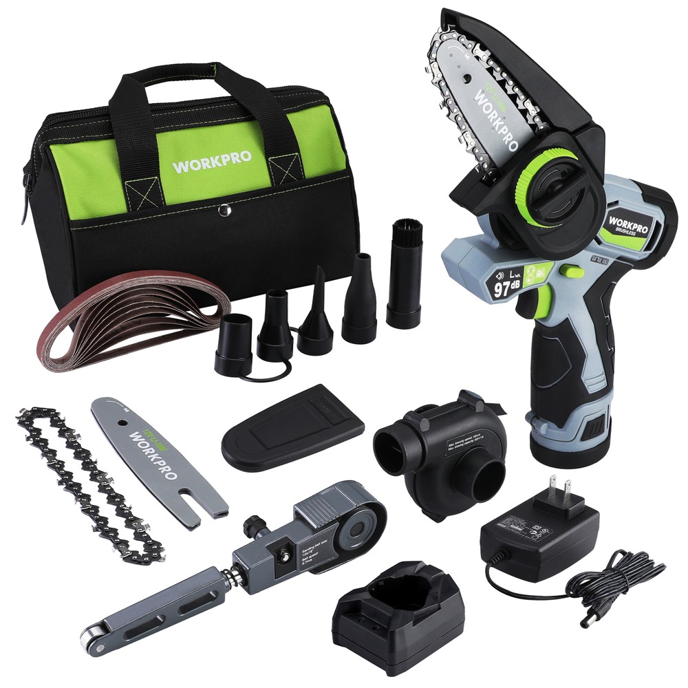 3-in-1 Mini Chain Saw Electric Blower Cordless Detail Belt Sander Power Tool Kit