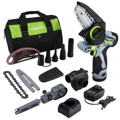 Cordless Detail Belt Sander Mini Chain Saw Electric Blower 3-in-1 Power Tool Kit