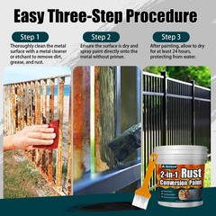 2-in-1 Rust Converter Metal Primer, Black Paint for Metal, Rust Conversion P…