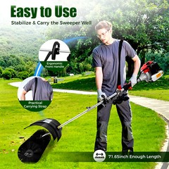 Heavy Duty 2.3HP Power Sweeper 52cc Handheld Gas Powered Broom Snow Dirt Walkway