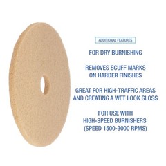 5 PCS 20 Inch Diameter Tan Burnishing Floor Machine Pads Cleaning Supplies