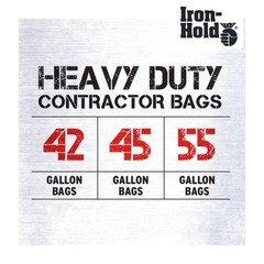 Iron-Hold Contractor Trash Bags – 55 Gallon 15 Bags Wing Tie Closure 3 Mil