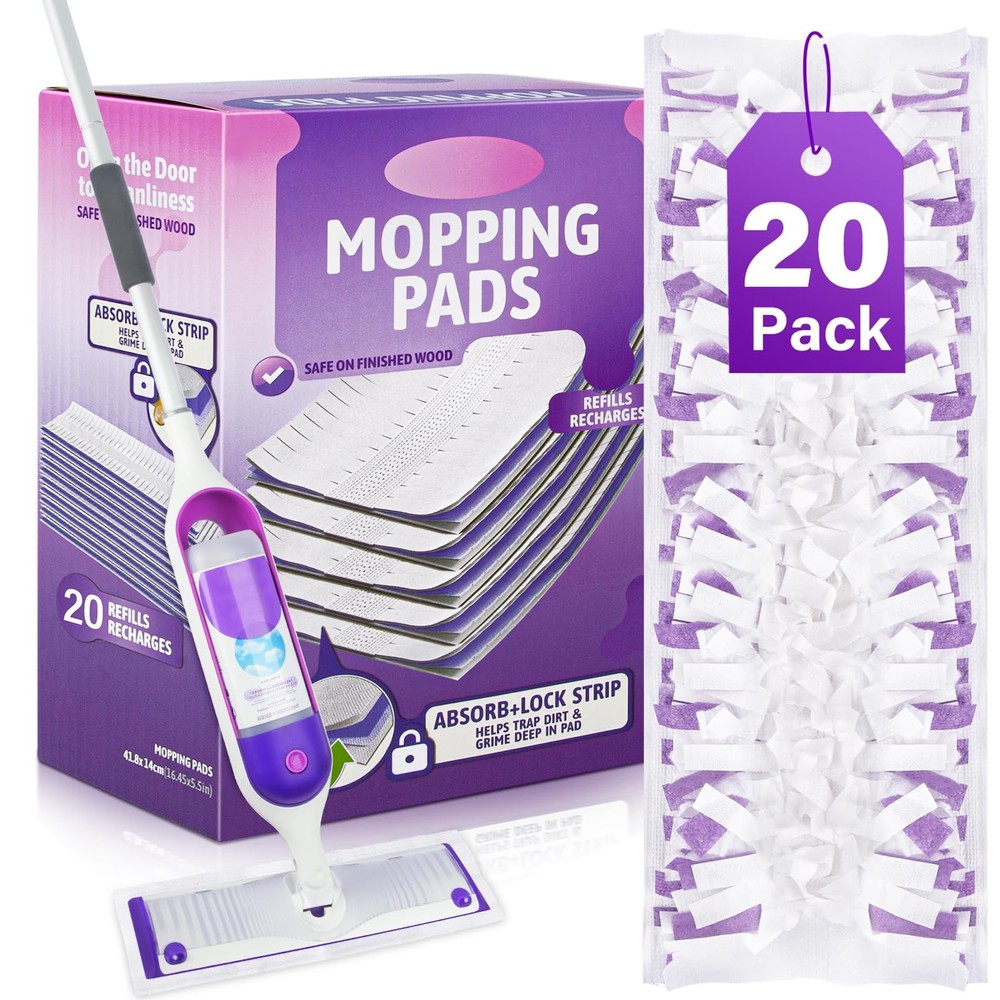 EHADOO Mop Pads Refills for Swiffer Power Mop: 20 Pcs Wet Dry 20