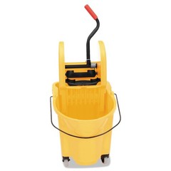 Rubbermaid WaveBrake 35 Qt Yellow Mop Bucket with Down Press Wringer