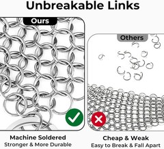 Amagabeli Cast Iron Cleaner 8″x6″ Premium Stainless Steel Chainmail Scrubber