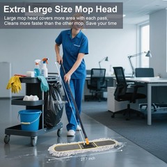 24″ Commercial Dust Mop for Floor Cleaning,Heavy dust mop+2 pad, Gray