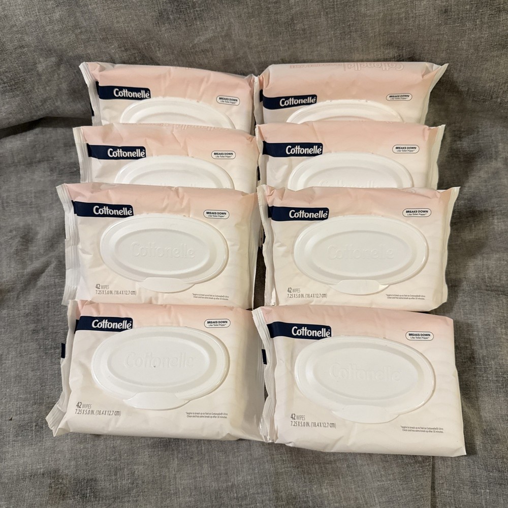 Cottonelle Flushable Wet Wipes Fragrance Free Adult 8 Pack 42 Count Flip-Top