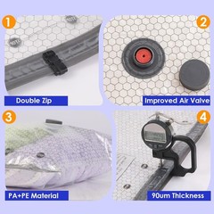 18 Pack Vacuum Storage Bags for Travel with Rechargeable Cordless Pump, Vacuum