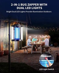 Minimoon Dual LED Outdoor Bug Zapper 15W Corded Electric Summer repellent