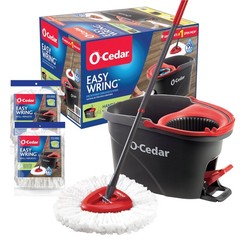 O-Cedar EasyWring Microfiber Spin Cleaning System + 2 Extra Refills, Red/Gray