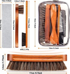 7 Pcs Horsehair Shine Shoes Brush Kit Polish Dauber Applicators Cleaning Leather