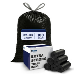 Plasticplace 32-33 Gallon Trash Bags 1.2 Mil Drawstring Garbage Can Liners 33 X