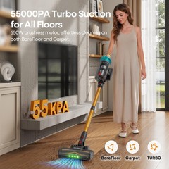 Eleckeys Cordless Vacuum Cleaner 650W 55Kpa 70Mins Vacuum Cleaners For Home