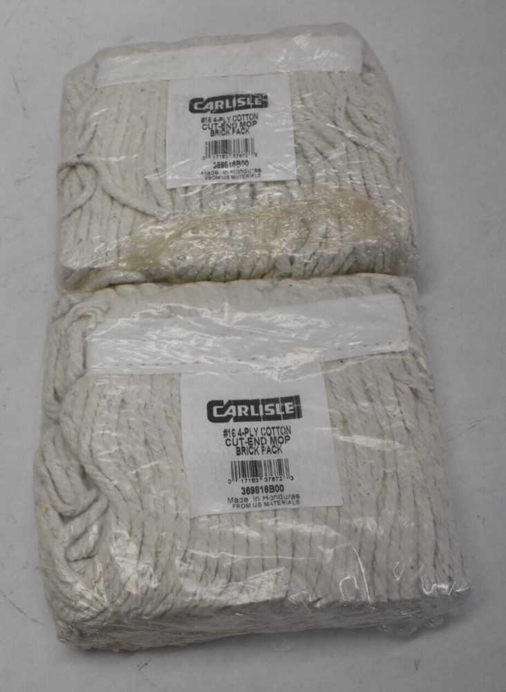 Carlisle 4-Ply Cotton Cut End Mop Brick Pack 369816B00 Narrow Band Lot of 2