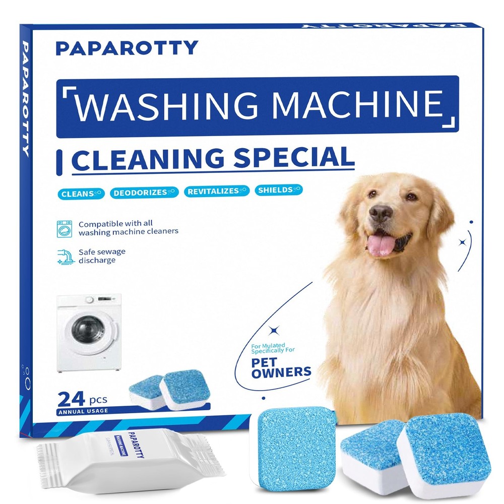 PAPAROTTY Washing Machine Cleaner Tablets – 24 1 Count (Pack of 24), Blue