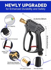 Short Pressure Washer Gun, 5000 PSI Max Swivel High Black