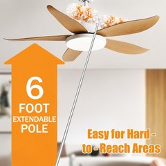 Gelibo 6ft Extendable Duster Handle with 5 Refills,Compatible Orange