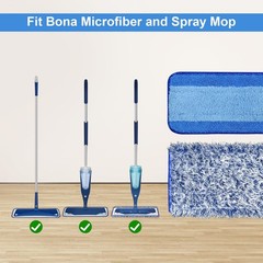 4 Pack Microfiber Cleaning Pad for Bona Mop Replacement Pads, 2+2blue