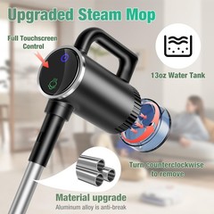 11-in-1 Steam Mop – Detachable Handheld Cleaner with Standard, Black