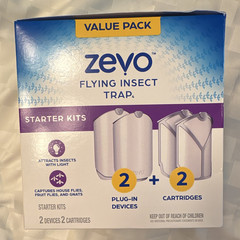 ZEVO Flying Insect Trap Starter Value Pack 2 Plug-Ins 2 Cartridges + 2 Refills