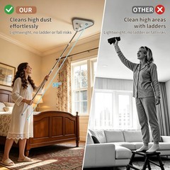Long Handle Wall Mop & Baseboard Cleaner, 3-in-1 Cleaner White and Gray