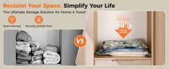 18-Pack Vacuum Bags for Travel with Rechargeable Pump, Compression Packing Bags