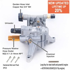 Vertical Pressure Washer Pump 7/8″ Shaft 2400-2700 PSI 2.4GPM Power Washer Pump