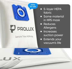 6 pack of HEPA bags and 2 post Filters for the Prolux Tritan series White
