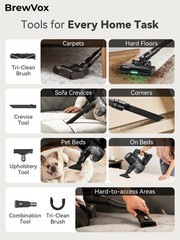 Brewvox Telescopic Cordless Stick Vacuum Cleaner For Pet Hair 40Kpa Powerful