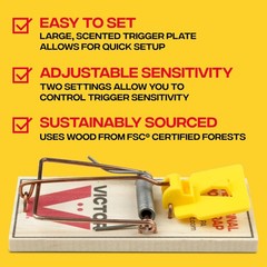 Victor Mouse Traps M035-12, Plastic Pedal, Sustainably Sourced FSC Wood, Wood