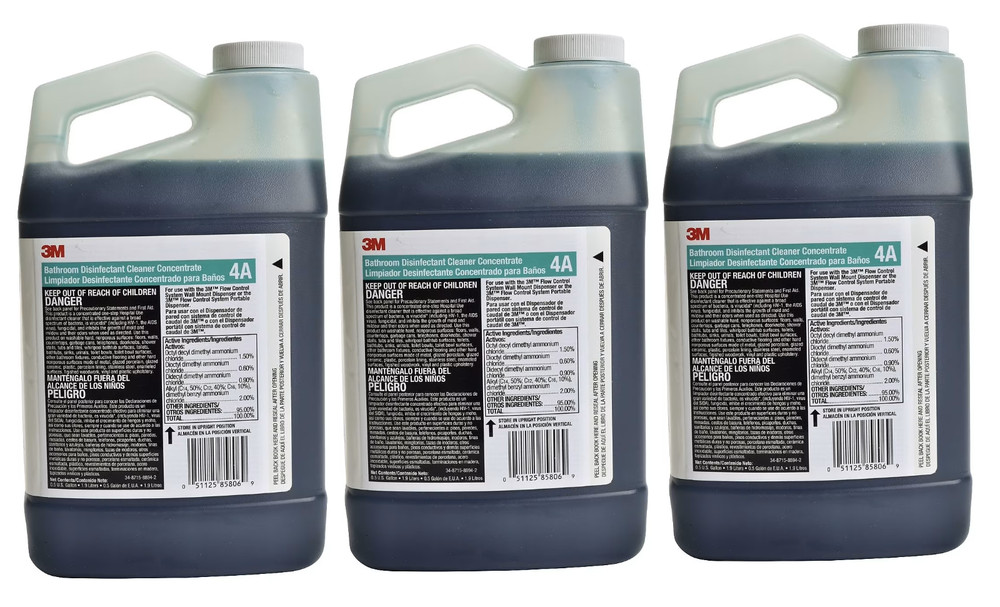 3 Jugs 3M Bathroom Multi-Surface Disinfectant Cleaner Concentrate 4A – 0.5 Gal