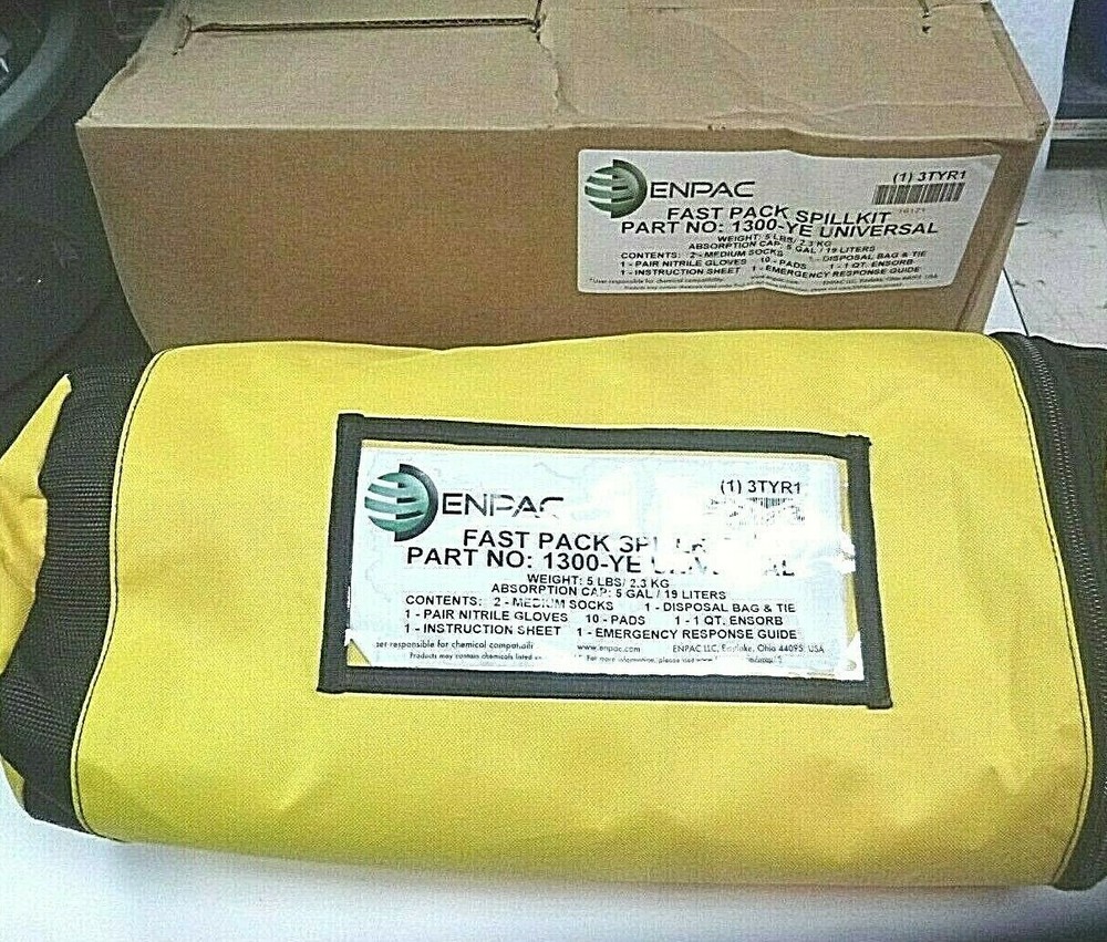 Enpac Fast Pack Spill Kit 1300-YE Universal Vehicle Spill Kit Chem/Hazmat 3TYR1
