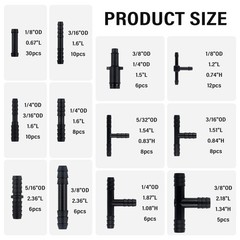 115PCS Car Vacuum Hose Connector 0.31*0.31*1.6inch,