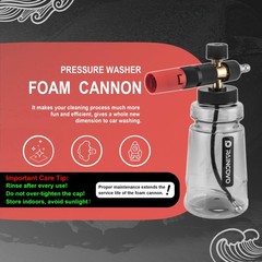 Raincovo Foam Cannon Wide Mouth for Pressure 254.1 cubic inches, Black Clear