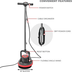 10″ Heavy Duty Floor Polisher with 39ft Cord – Efficient Cleaning Machine