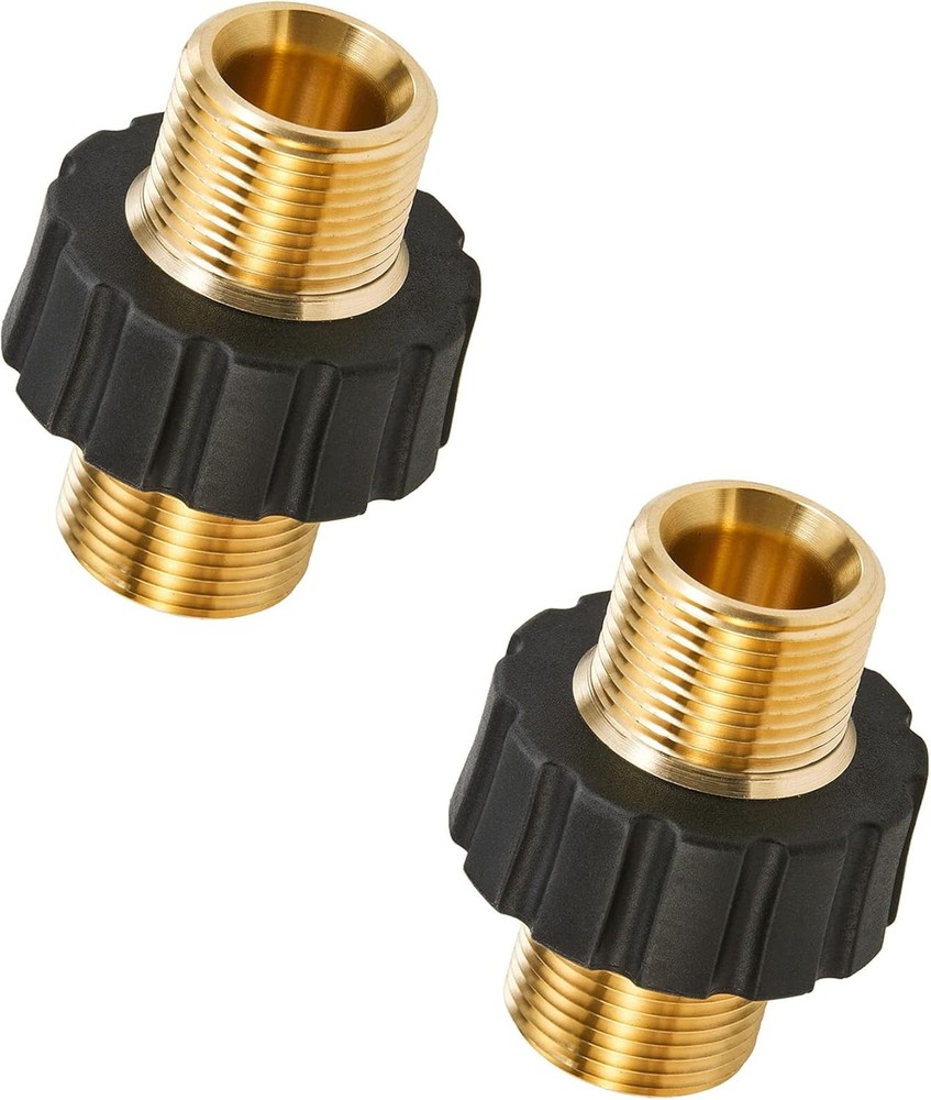Pressure Washer Adapter Set, M22-14mm Male Fitting to 14mm, Gold, Black