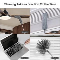 DELUX Microfiber Feather Duster,7 PCS Reusable Bendable Washable 7pc-gray